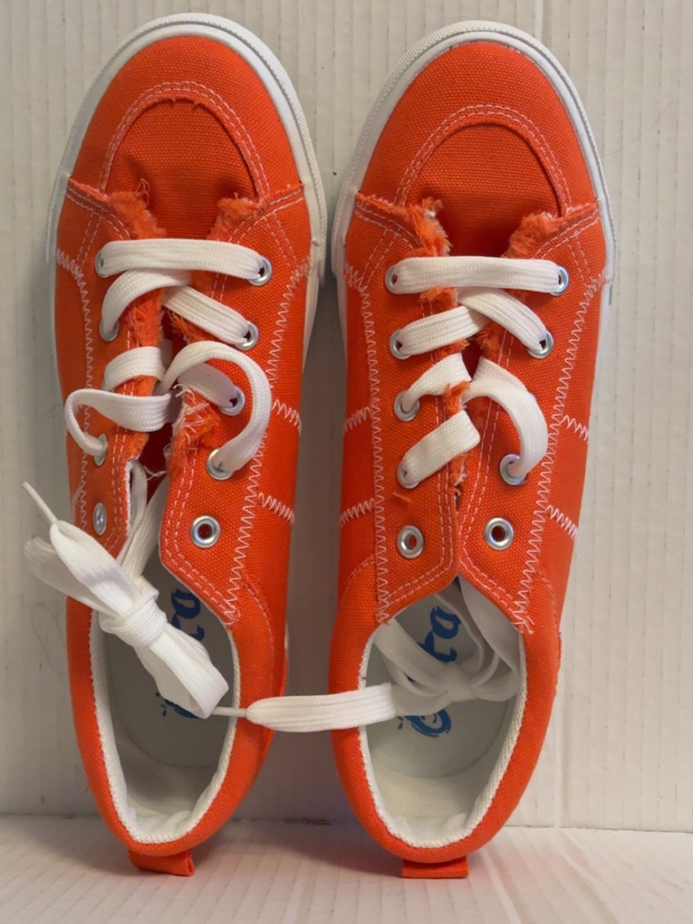 Canvas Lace-Up Sneakers in Bright Orange